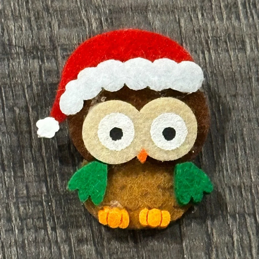 💞 New Hand Made Christmas Holiday Santa Owl Pin
